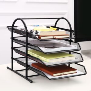 Office A4 Paper Desk Organizer Document File Letter Book Brochure Filling Tray Rack Shelf Carrier Metal Wire Mesh Storage Holder